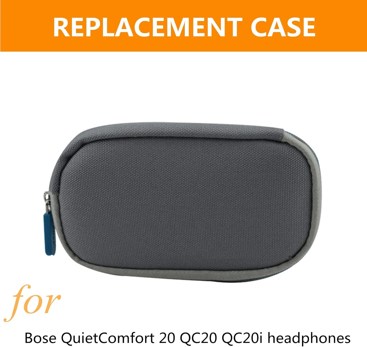 Zipper Storage Case Cover Bag Pouch for Bose QuietComfort 20 QC20 QC20i QuietComfort 20i Headphones (Grey)